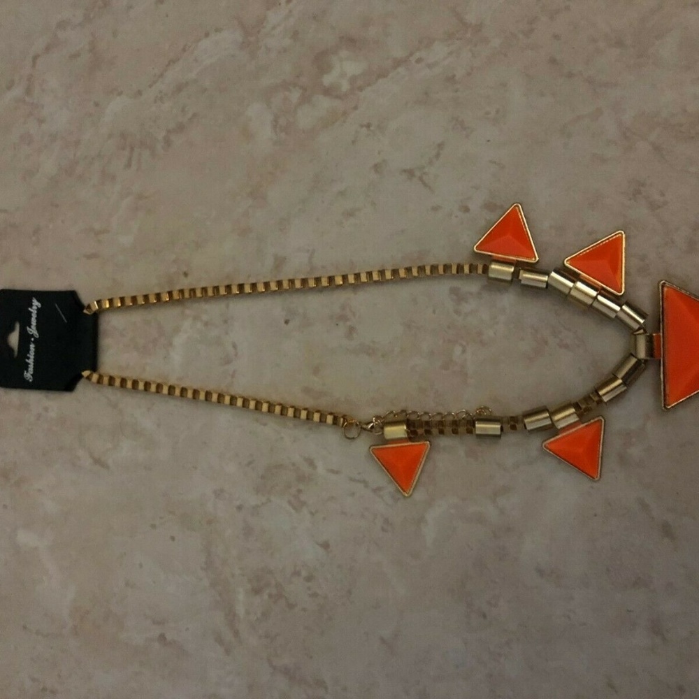 Orange triangle necklace women fashion jewelry